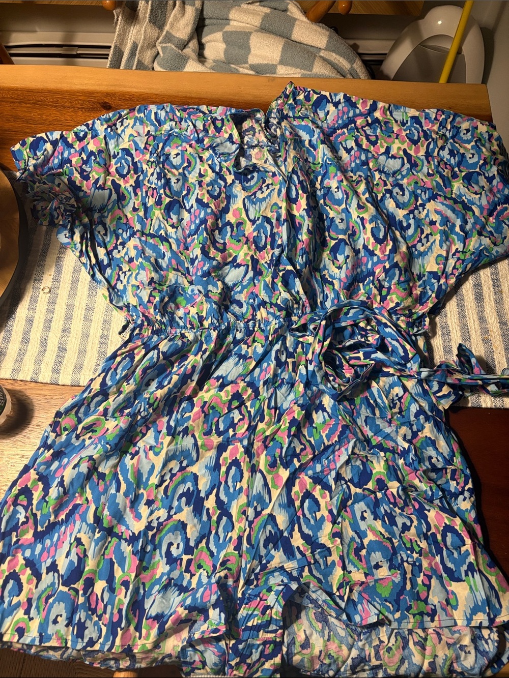 Cupshe Blue Multi Floral Romper with Tie Waist